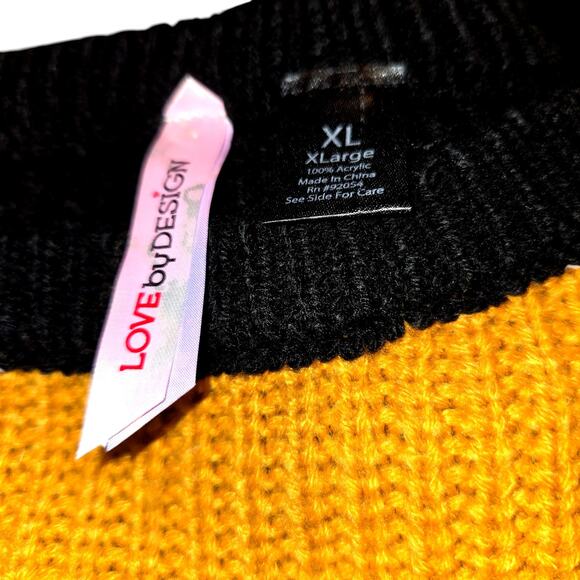 Love by Desing XL Orange Color Blocked Women's Sweater Misses 16 18 Extra Large - Picture 3 of 5